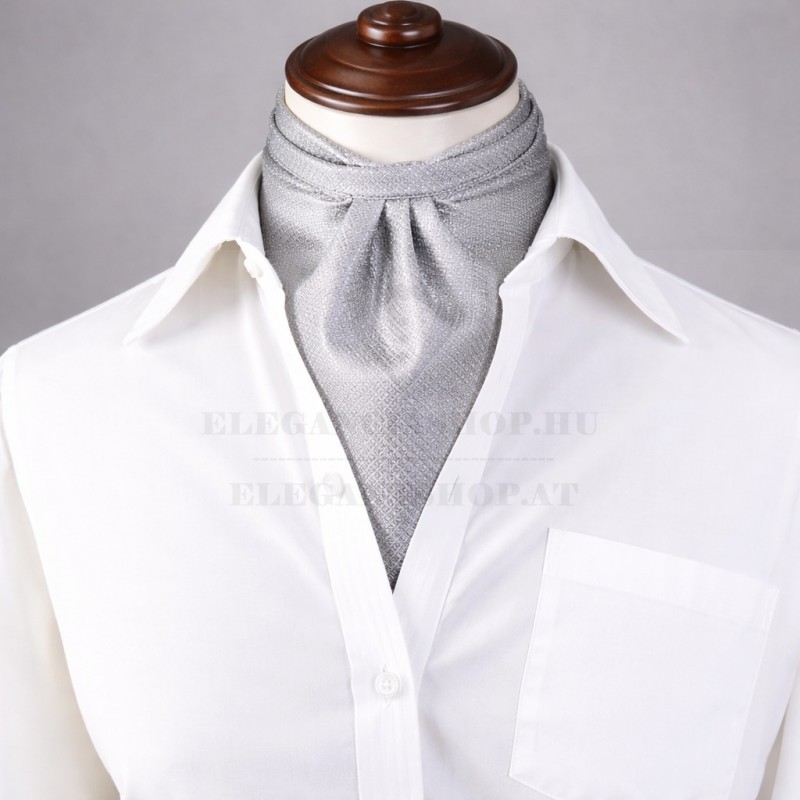 NM szatén ascot nyaksál - Ezüst aprómintás Francia, Ascot, Különlegesség NM szatén ascot nyaksál - Ezüst aprómintás Francia, Ascot, Különlegesség